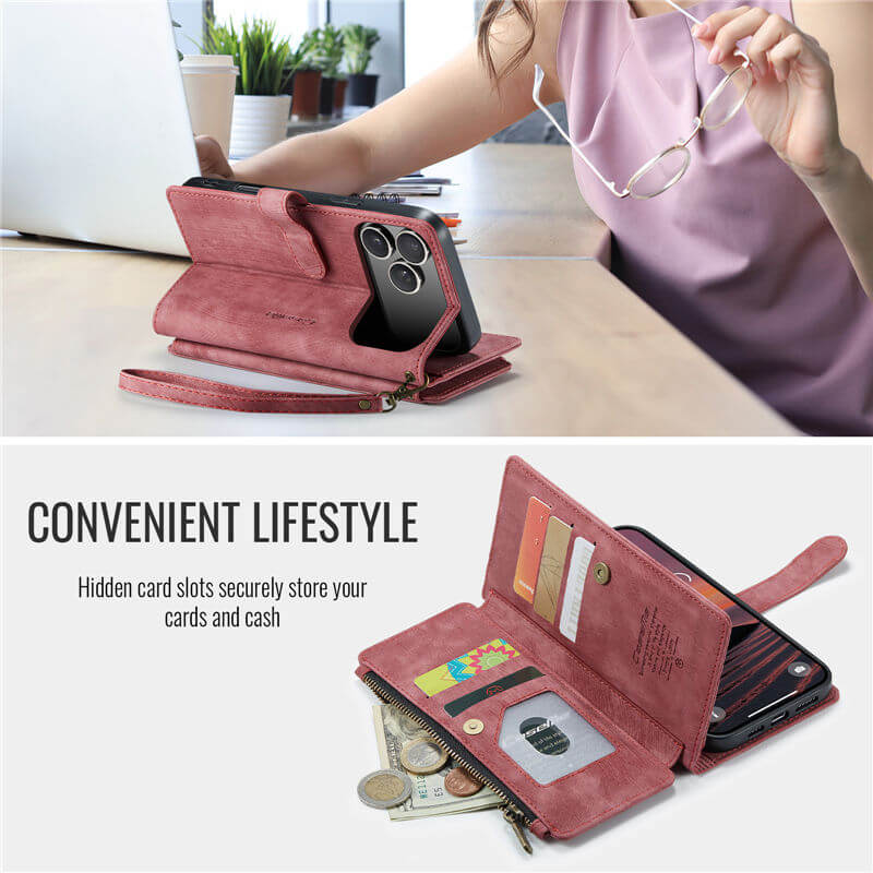 CaseMe iPhone 17 Pro Wallet Case with Wrist Strap