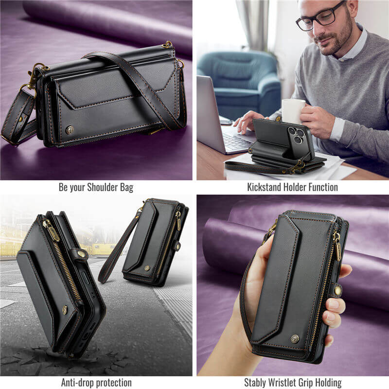 CaseMe iPhone 17 Pro Wallet RFID Blocking Crossbody Phone Case