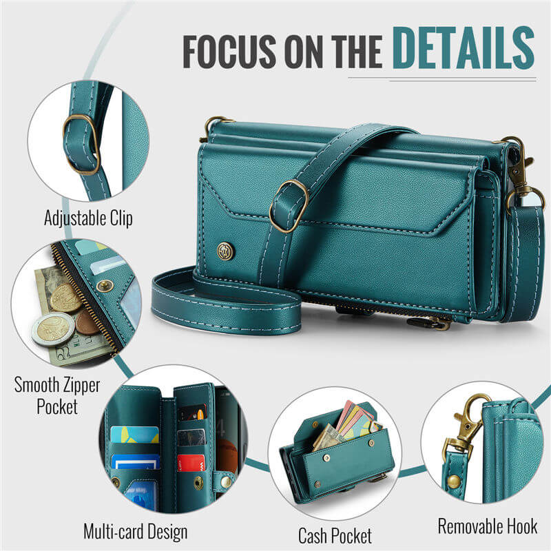 CaseMe iPhone 17 Pro Wallet RFID Blocking Crossbody Phone Case