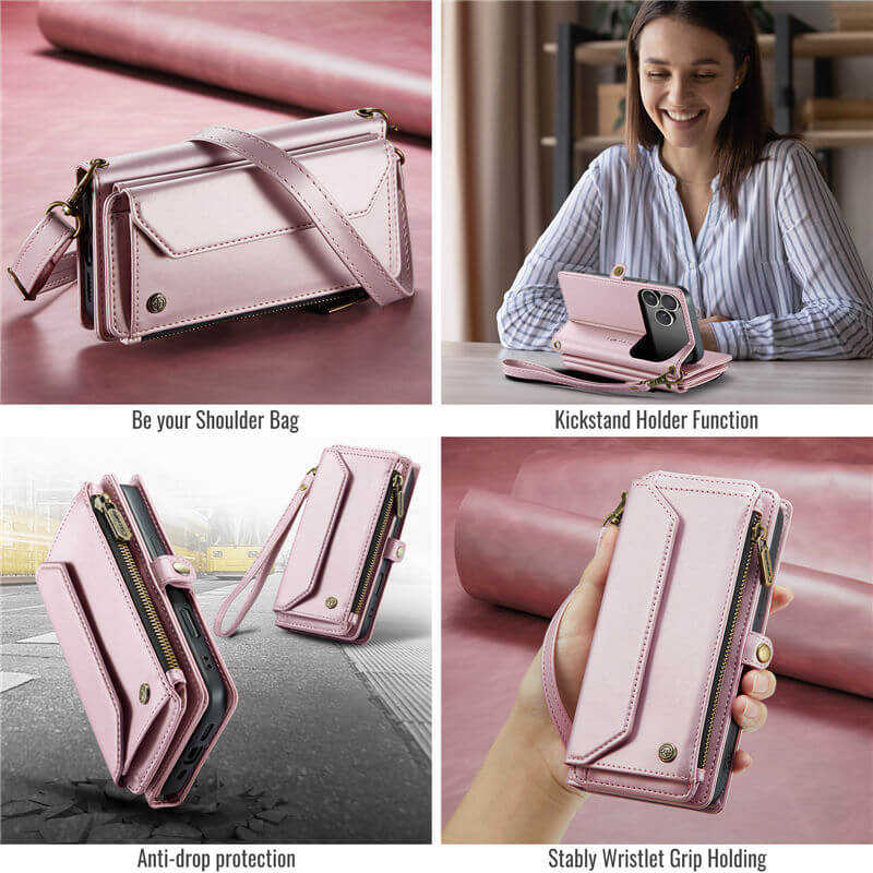 CaseMe iPhone 17 Pro Wallet RFID Blocking Crossbody Phone Case