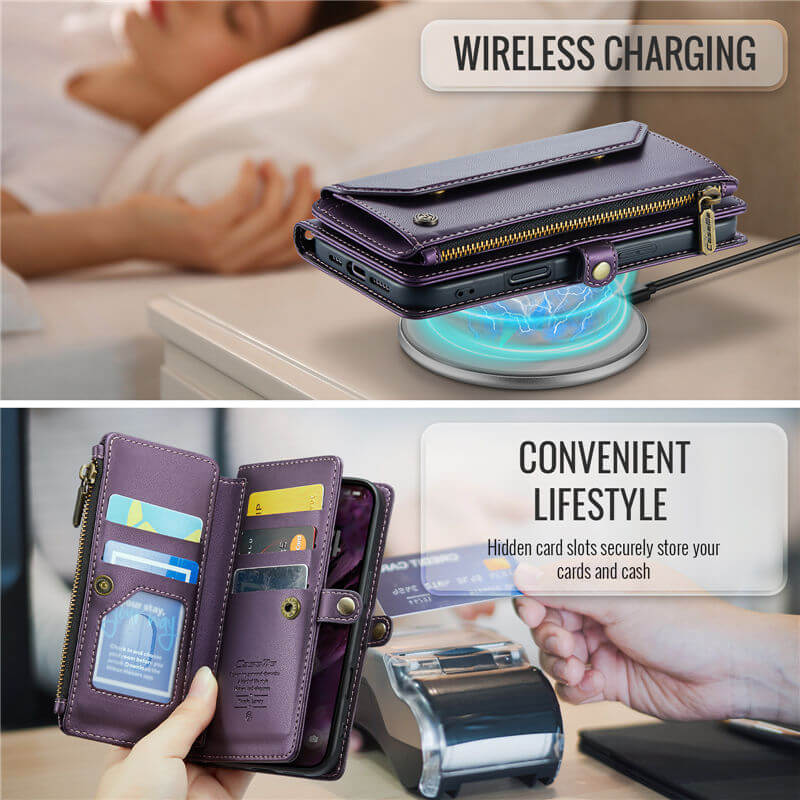 CaseMe iPhone 17 Pro Wallet RFID Blocking Crossbody Phone Case