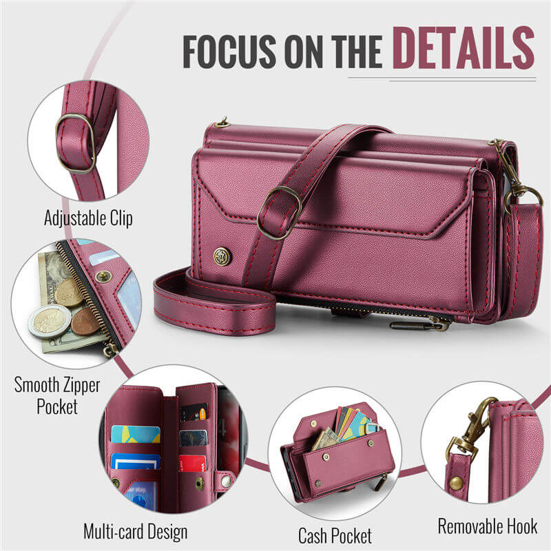 CaseMe iPhone 17 Pro Wallet RFID Blocking Crossbody Phone Case