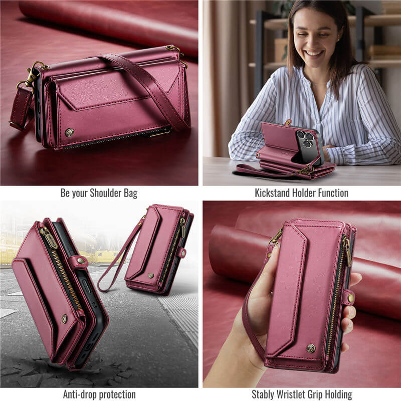 CaseMe iPhone 17 Pro Wallet RFID Blocking Crossbody Phone Case