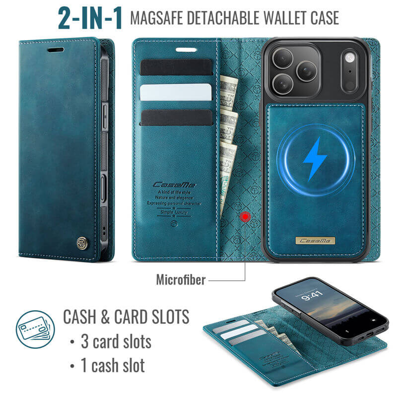 CaseMe iPhone 17 Pro Max 2-in-1 Magnetic Wallet Case