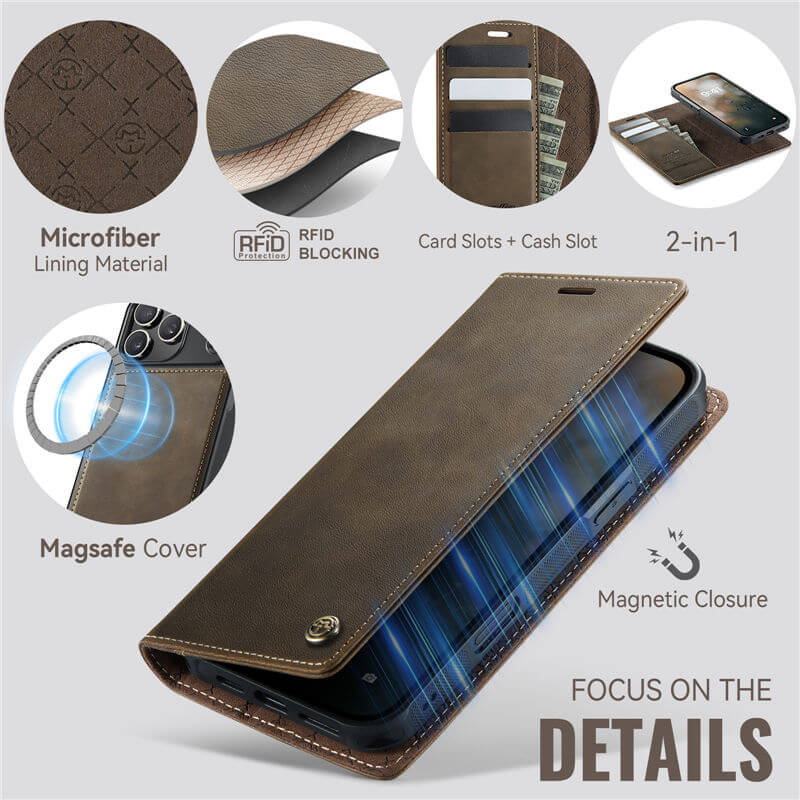 CaseMe iPhone 17 Pro Max 2-in-1 Magnetic Wallet Case