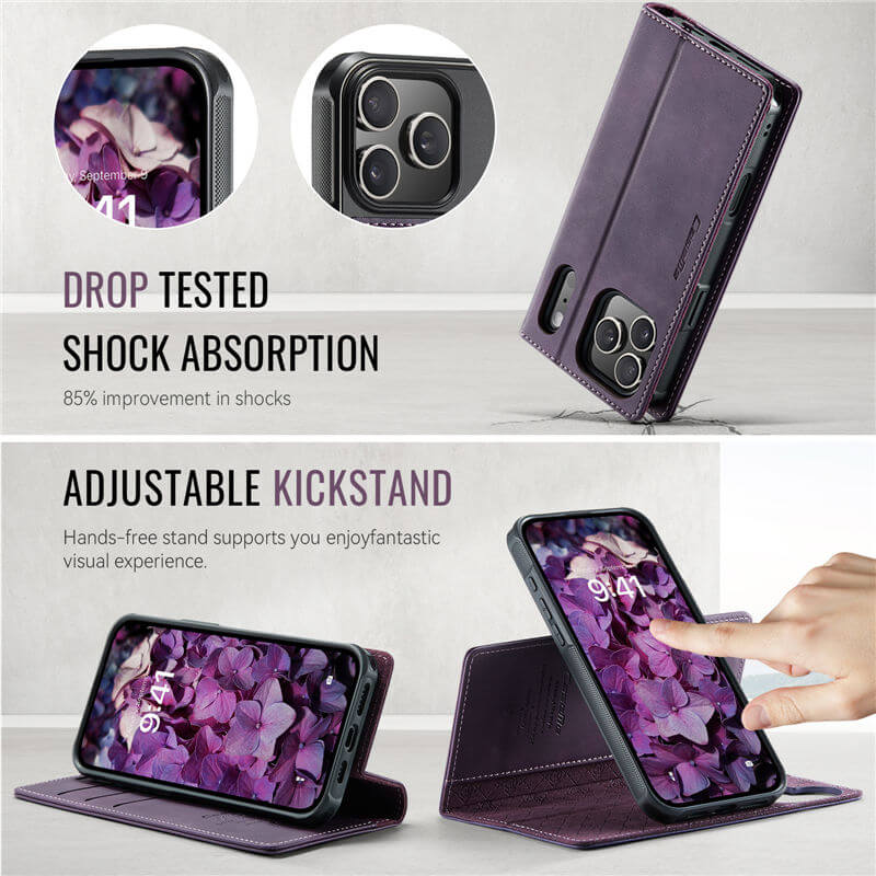 CaseMe iPhone 17 Pro 2-in-1 Magnetic Wallet Case