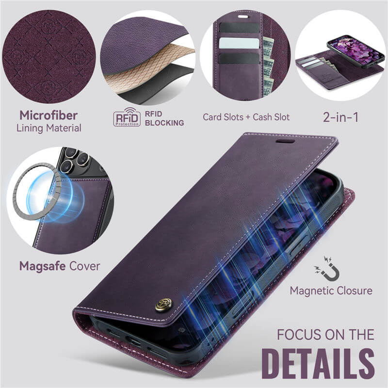CaseMe iPhone 17 Pro 2-in-1 Magnetic Wallet Case