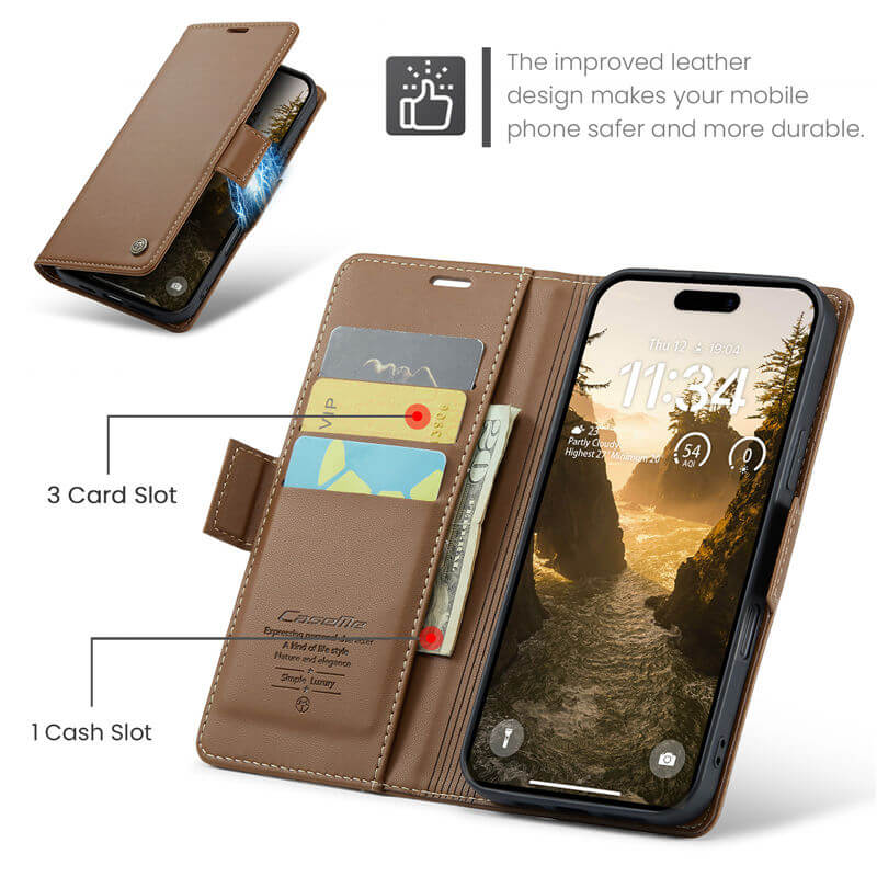 CaseMe iPhone 17 Wallet RFID Blocking Case