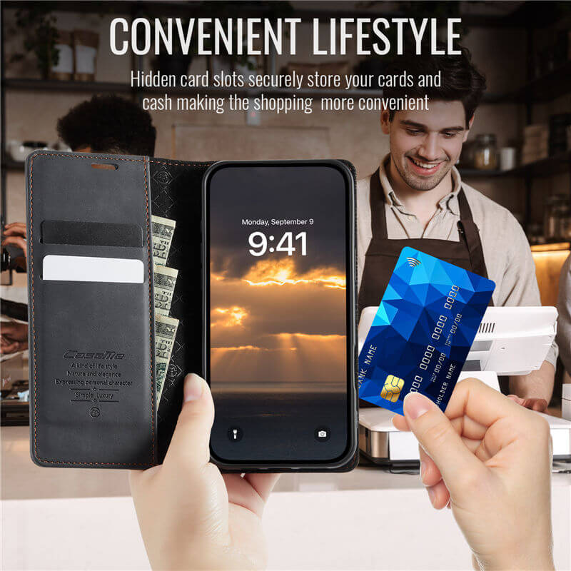 CaseMe iPhone 17 Magnetic Wallet Case with RFID Blocking