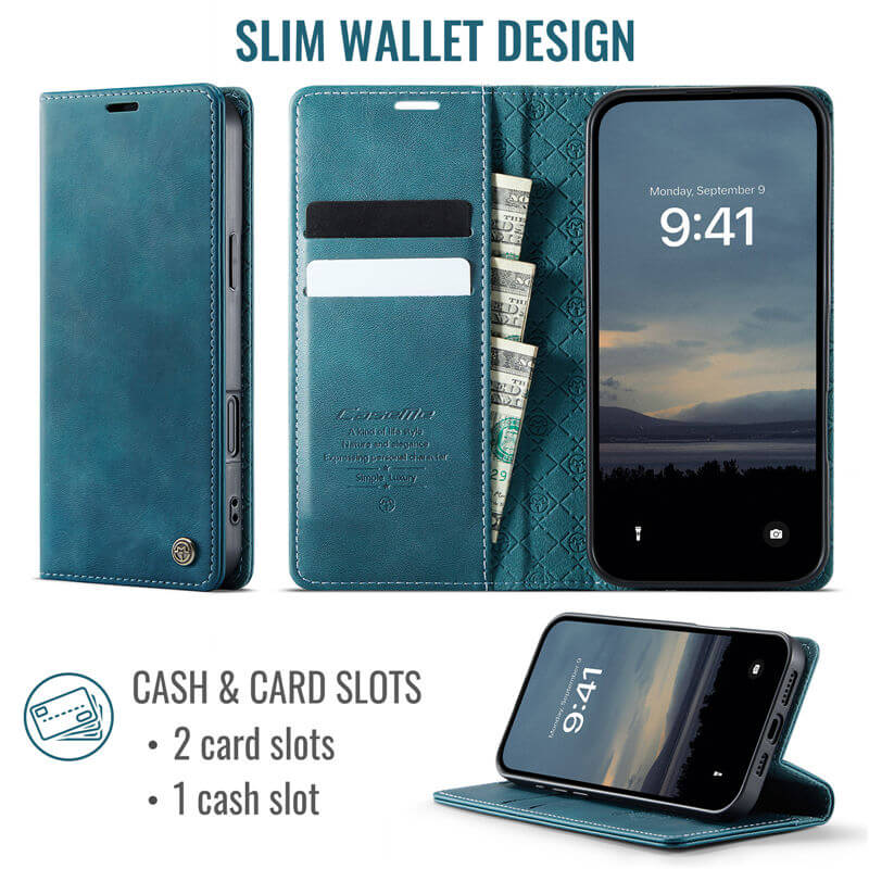 CaseMe iPhone 17 Magnetic Wallet Case with RFID Blocking