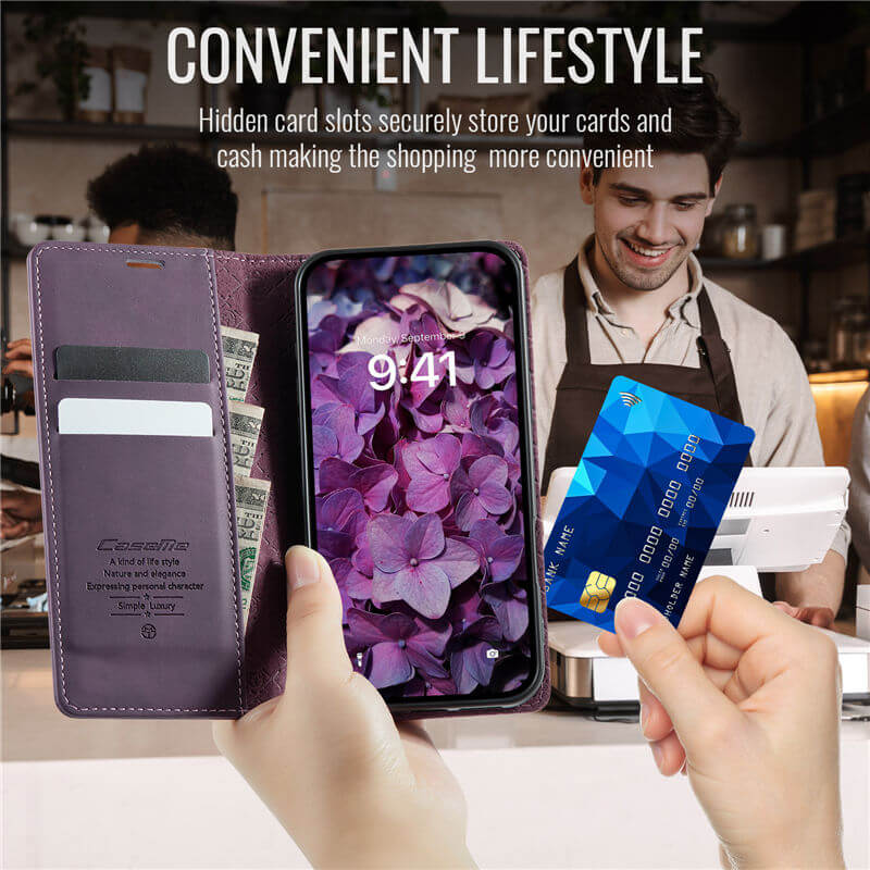 CaseMe iPhone 17 Magnetic Wallet Case with RFID Blocking