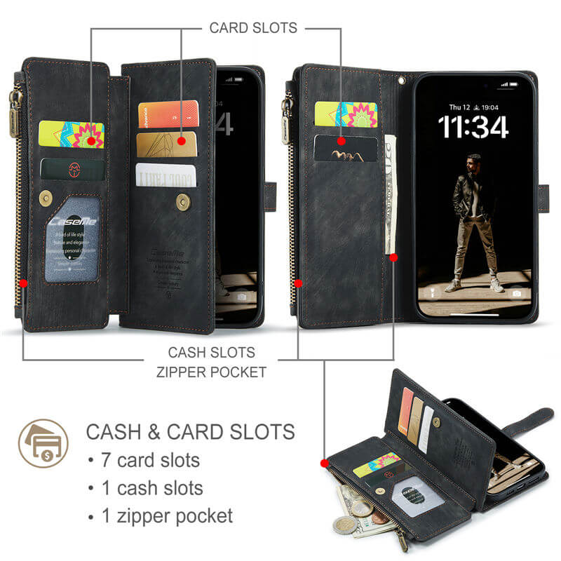 CaseMe iPhone 17 Wallet Case with Wrist Strap