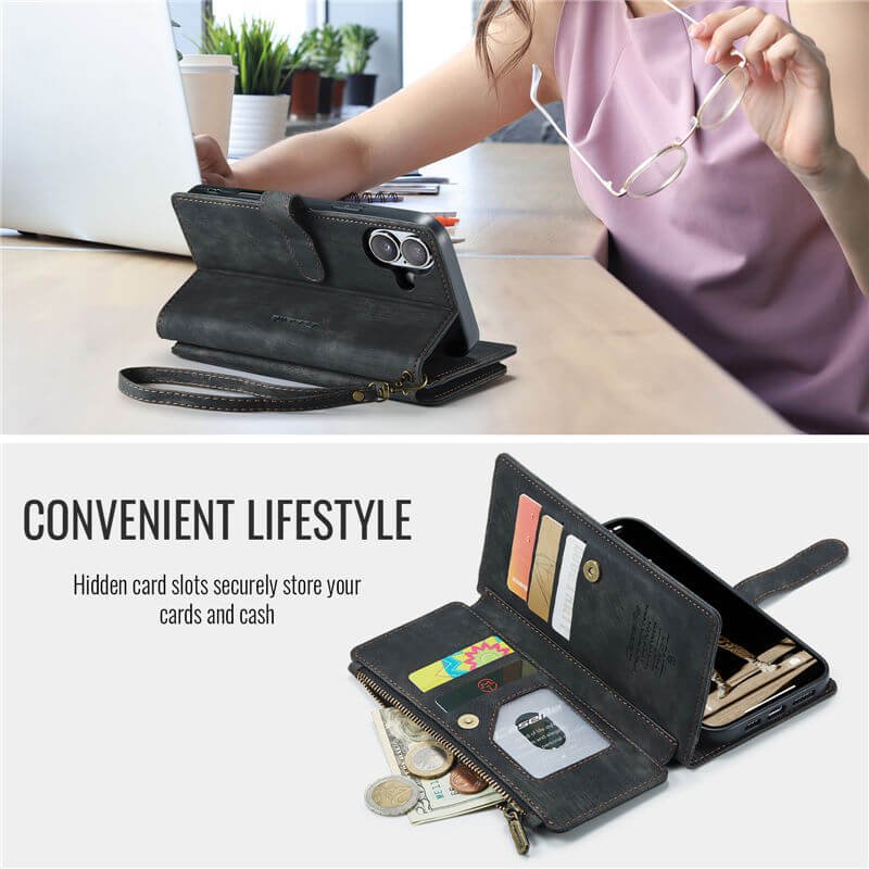 CaseMe iPhone 17 Wallet Case with Wrist Strap