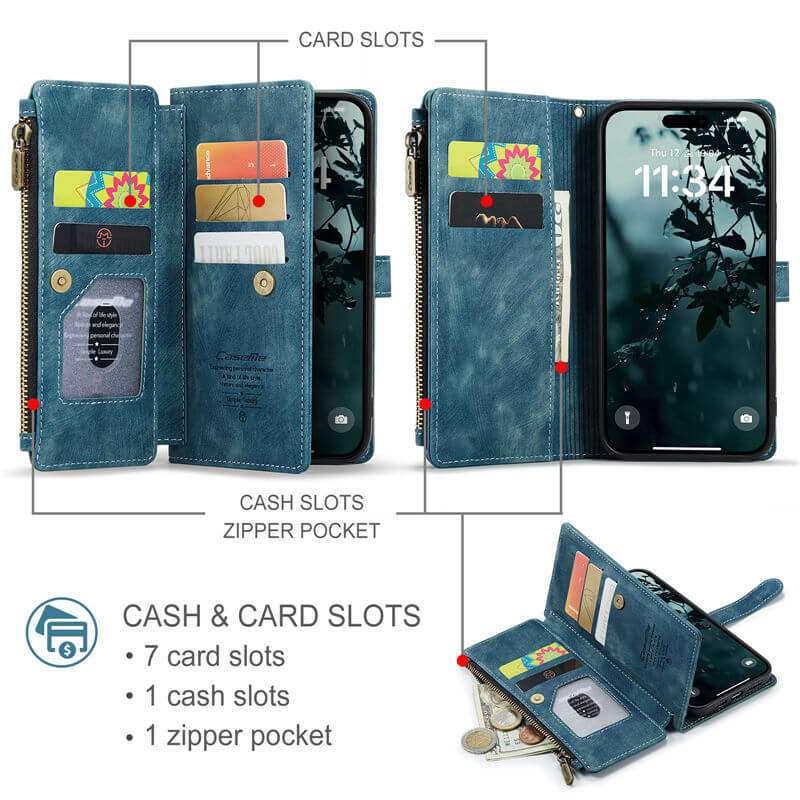 CaseMe iPhone 17 Wallet Case with Wrist Strap
