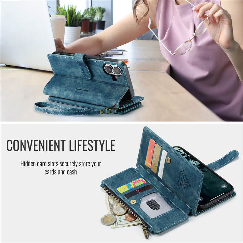 CaseMe iPhone 17 Wallet Case with Wrist Strap