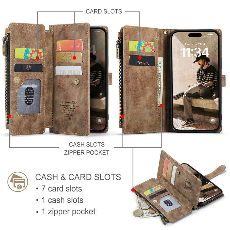 CaseMe iPhone 17 Wallet Case with Wrist Strap