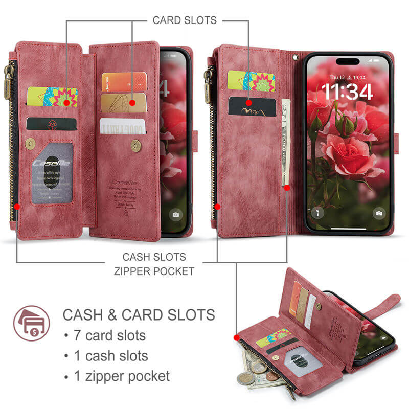 CaseMe iPhone 17 Wallet Case with Wrist Strap
