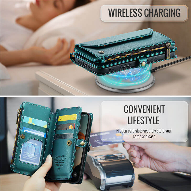 CaseMe iPhone 17 Wallet RFID Blocking Crossbody Phone Case