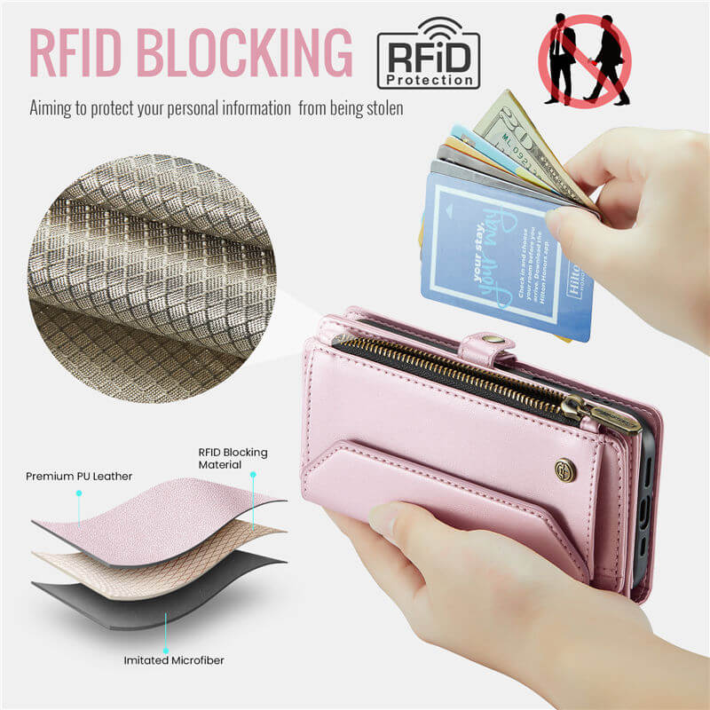CaseMe iPhone 17 Wallet RFID Blocking Crossbody Phone Case