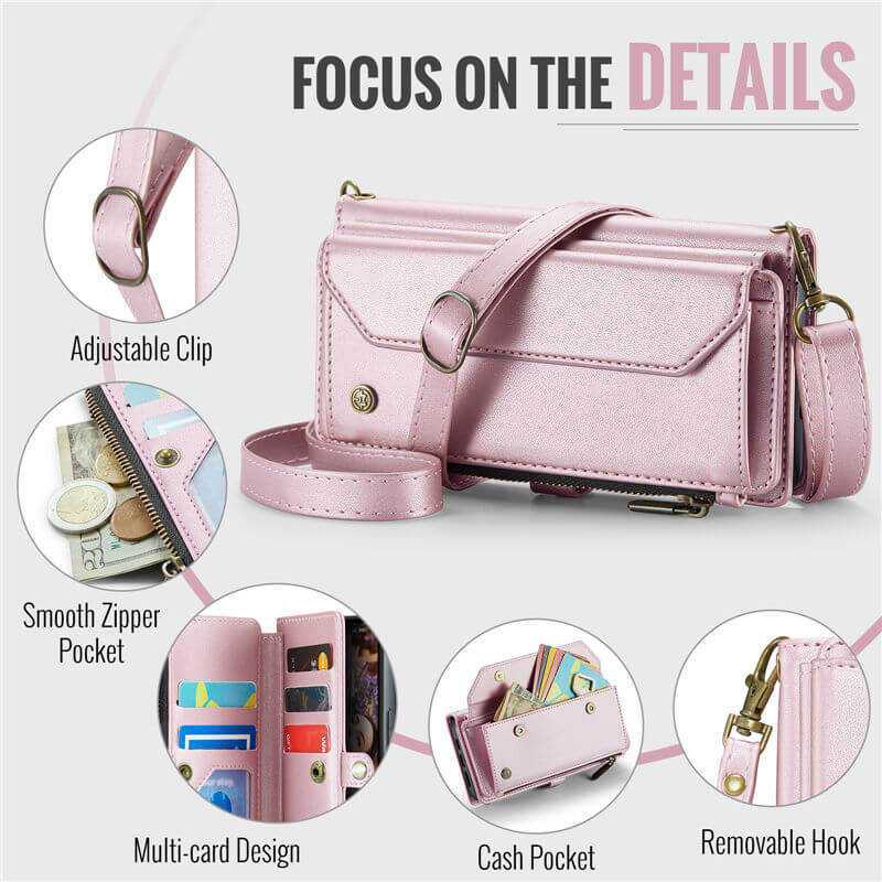 CaseMe iPhone 17 Wallet RFID Blocking Crossbody Phone Case