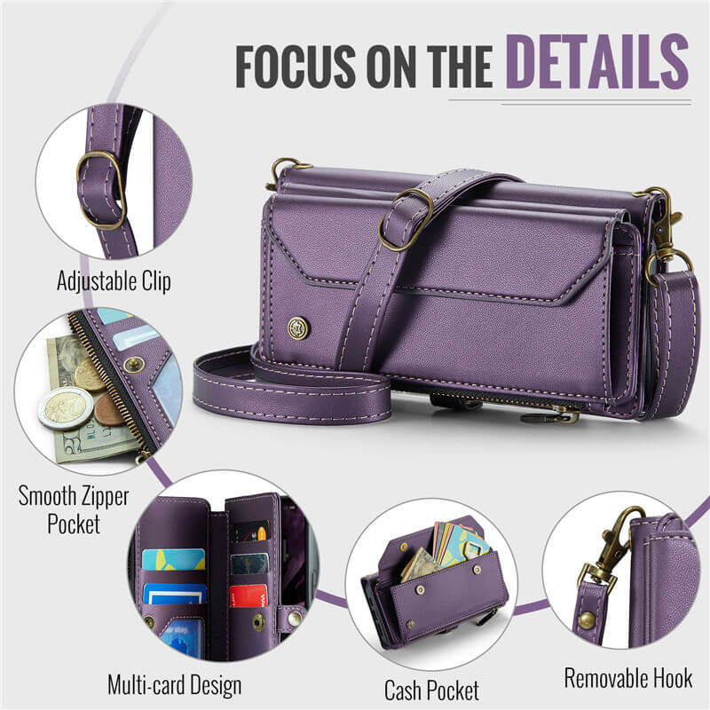CaseMe iPhone 17 Wallet RFID Blocking Crossbody Phone Case