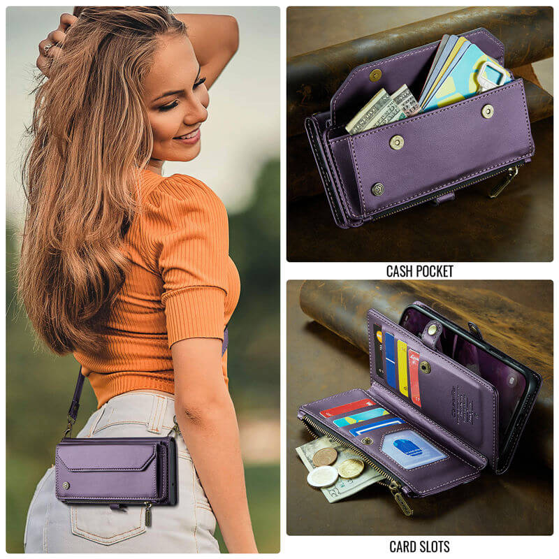 CaseMe iPhone 17 Wallet RFID Blocking Crossbody Phone Case