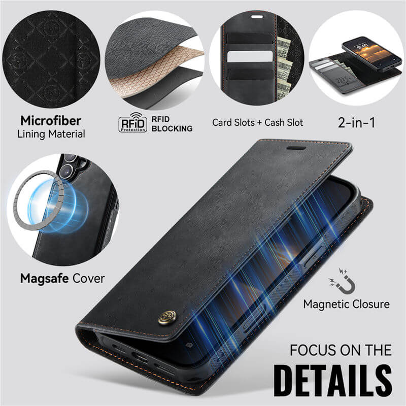 CaseMe iPhone 17 2-in-1 Magnetic Wallet Case