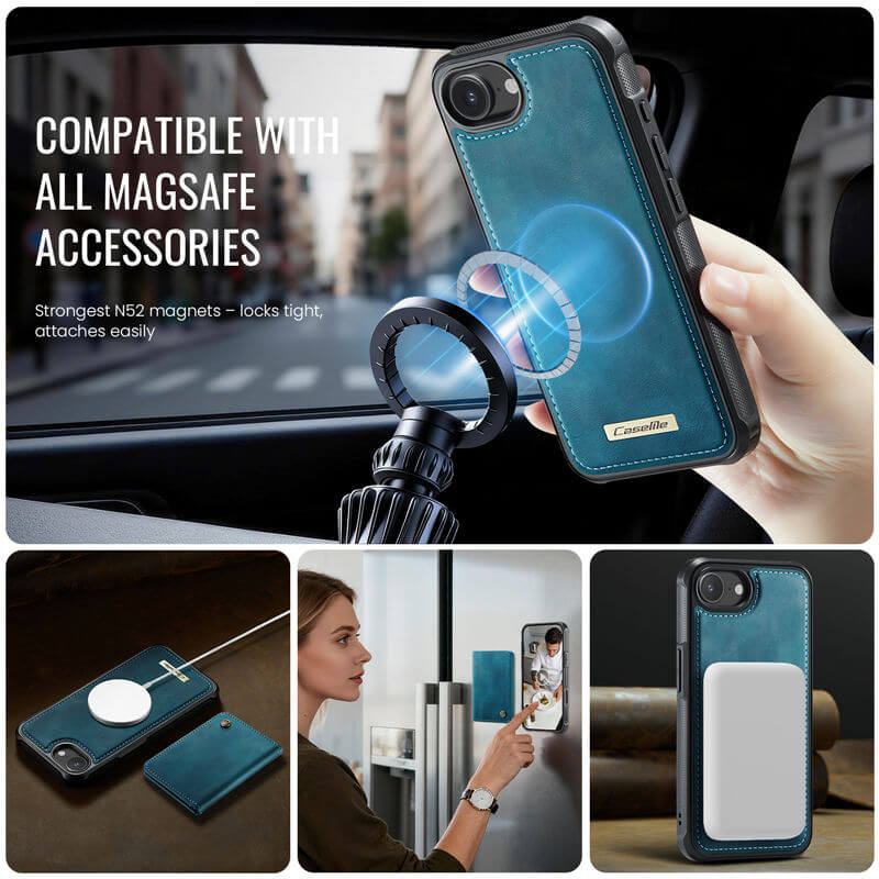 CaseMe iPhone 16e 2-in-1 Detachable Magnetic Wallet Case