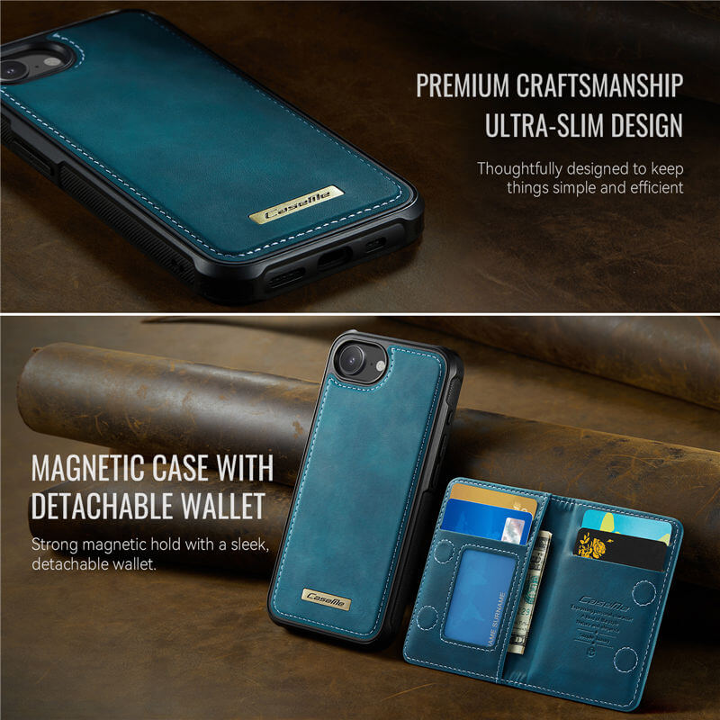 CaseMe iPhone 16e 2-in-1 Detachable Magnetic Wallet Case