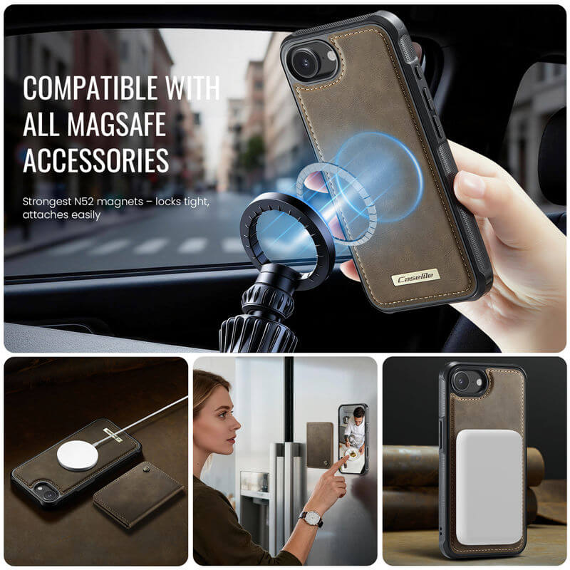 CaseMe iPhone 17e 2-in-1 Detachable Magnetic Wallet Case