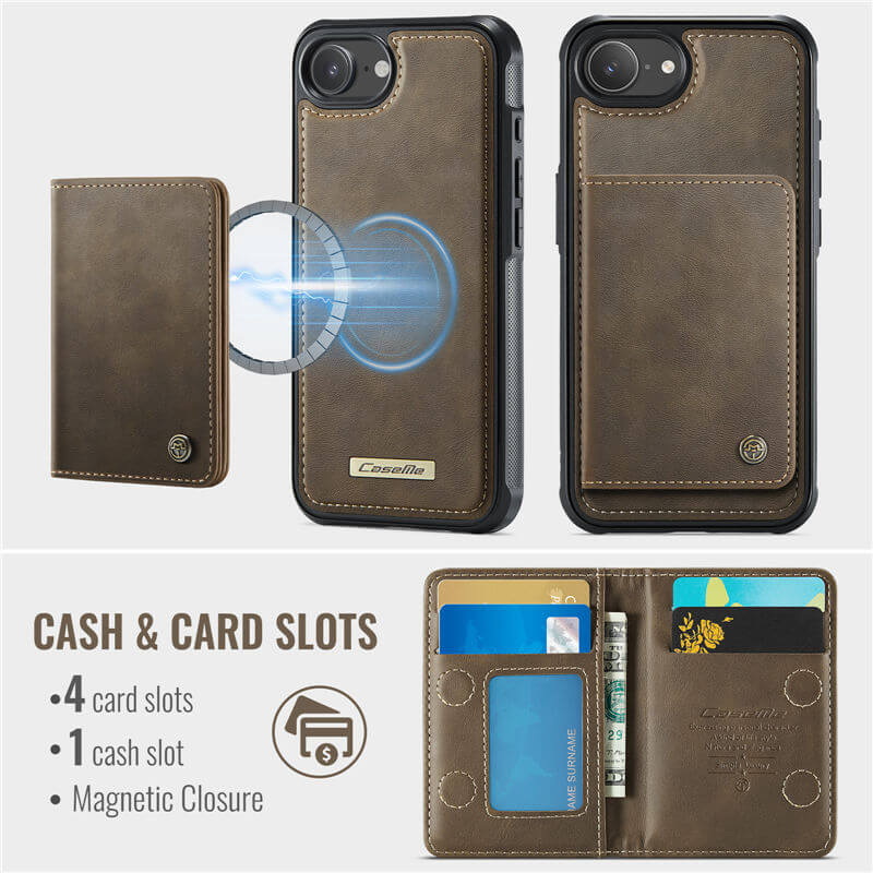 CaseMe iPhone 17e 2-in-1 Detachable Magnetic Wallet Case