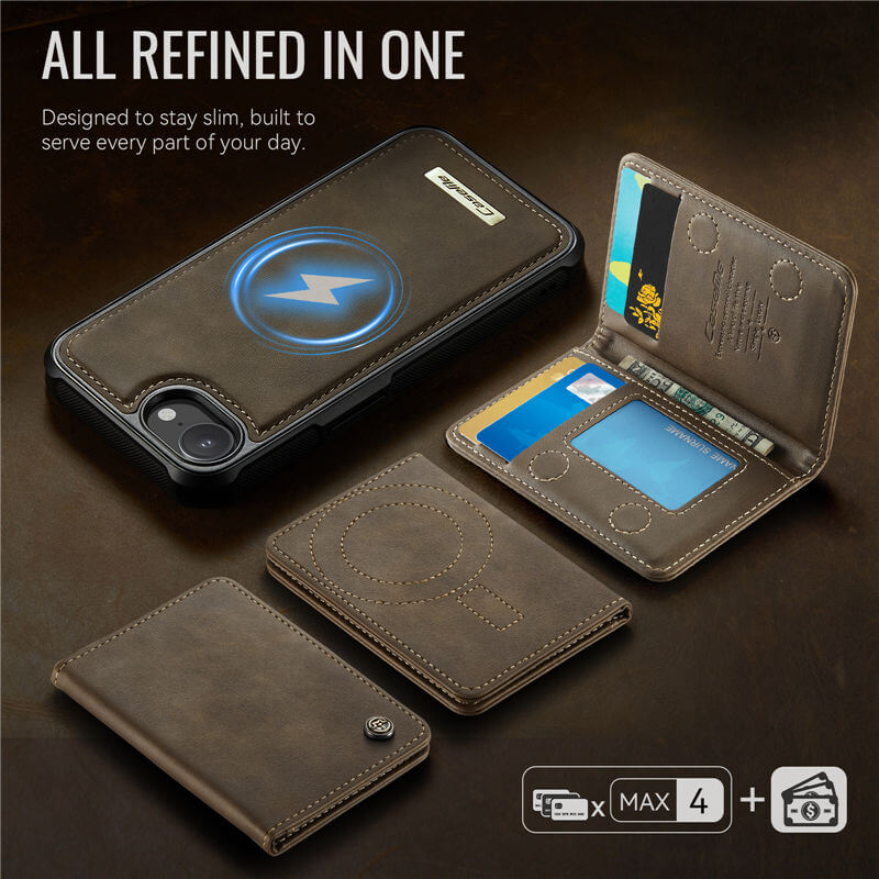 CaseMe iPhone 17e 2-in-1 Detachable Magnetic Wallet Case