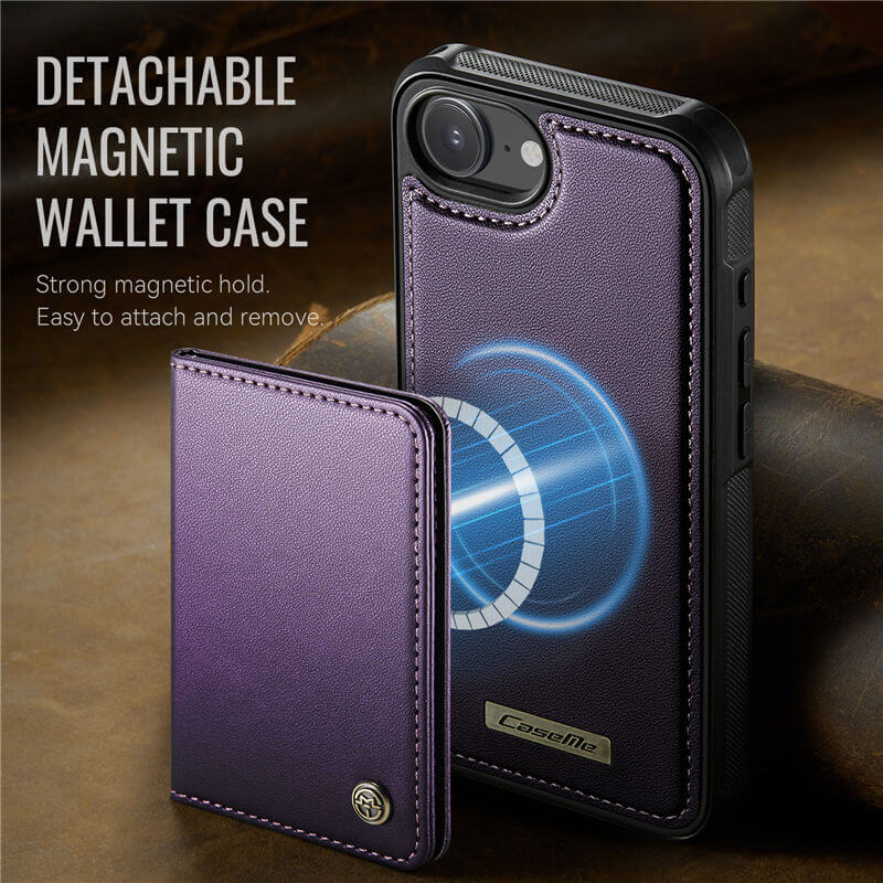 CaseMe iPhone 16e 2-in-1 Detachable Magnetic Wallet Case