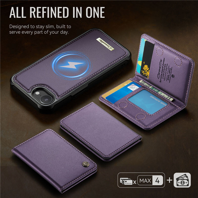 CaseMe iPhone 16e 2-in-1 Detachable Magnetic Wallet Case