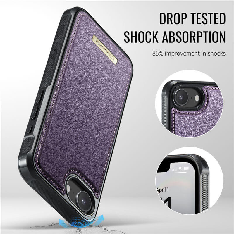 CaseMe iPhone 16e 2-in-1 Detachable Magnetic Wallet Case