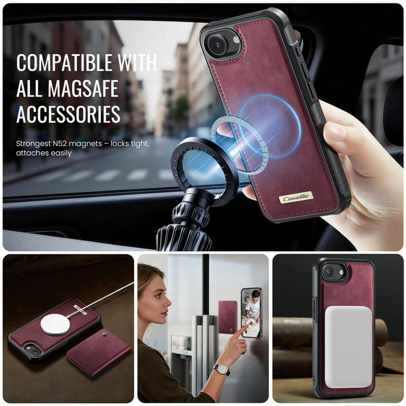 CaseMe iPhone 17e 2-in-1 Detachable Magnetic Wallet Case