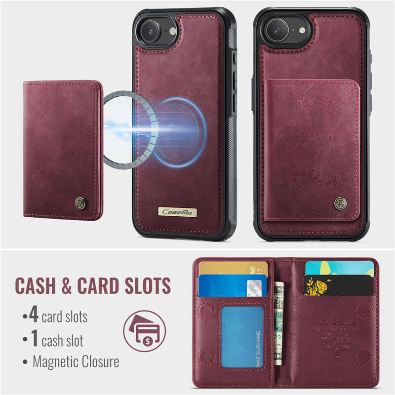 CaseMe iPhone 17e 2-in-1 Detachable Magnetic Wallet Case