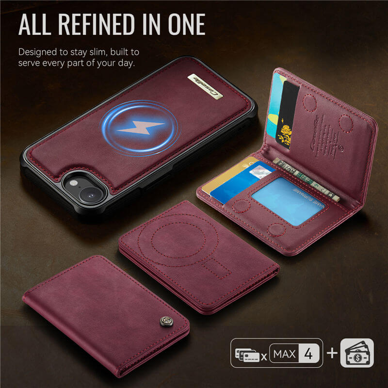 CaseMe iPhone 17e 2-in-1 Detachable Magnetic Wallet Case