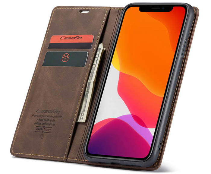 CaseMe iPhone 11 Pro Wallet Kickstand Magnetic Flip Leather Case