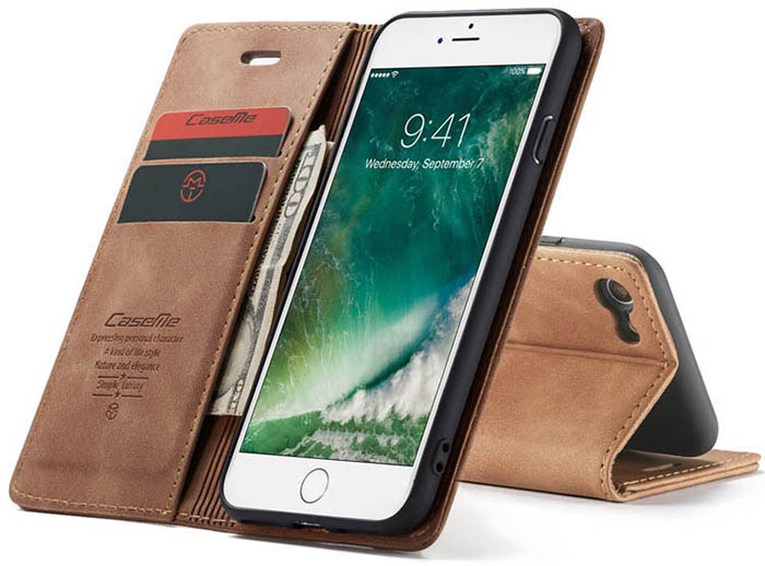 CaseMe iPhone 7/8 Retro Wallet Kickstand Magnetic Flip Leather Case