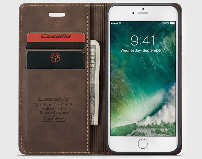 CaseMe iPhone 7/8 Retro Wallet Kickstand Magnetic Flip Leather Case