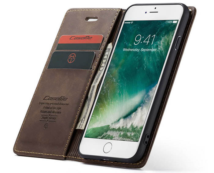 CaseMe iPhone 7/8 Retro Wallet Kickstand Magnetic Flip Leather Case