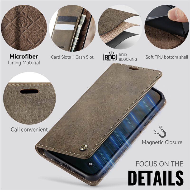 CaseMe iPhone XR Magnetic Wallet Case with RFID Blocking