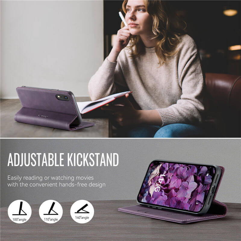 CaseMe iPhone XR Magnetic Wallet Case with RFID Blocking