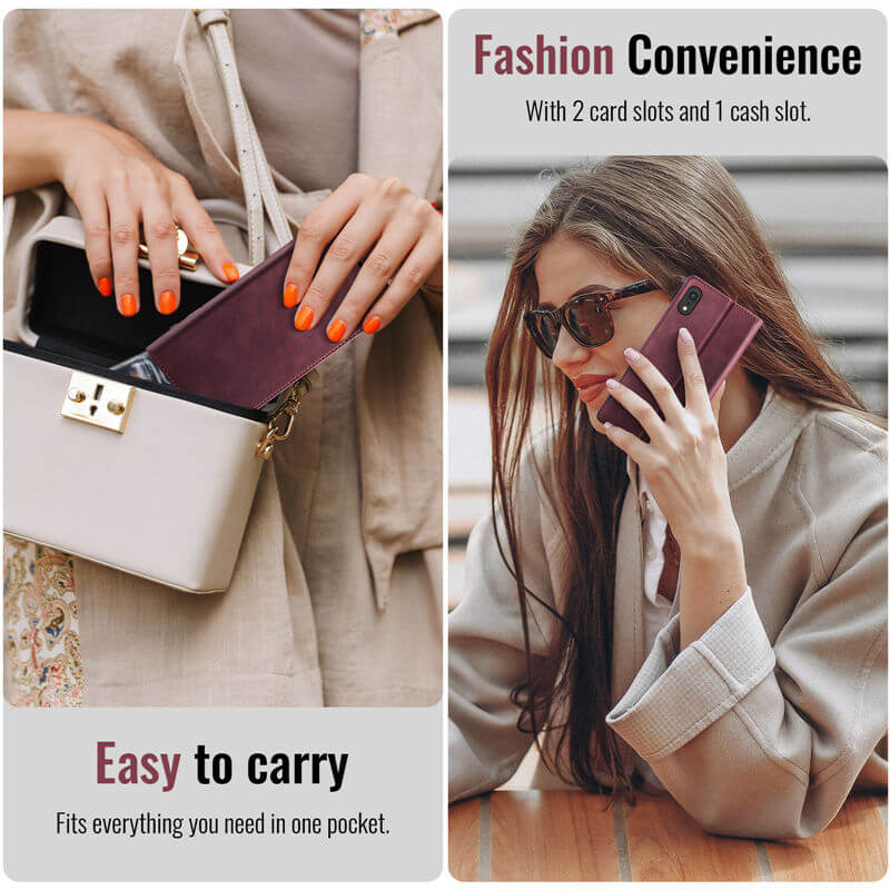 CaseMe iPhone XR Magnetic Wallet Case with RFID Blocking