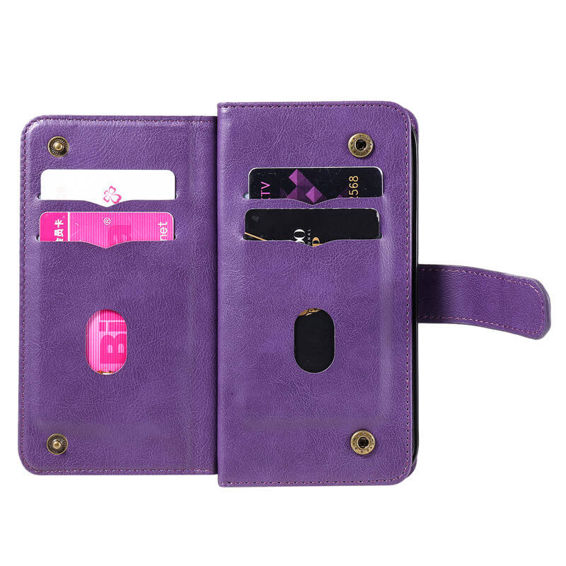 For iPhone 16e Wallet 10 Card Slots Leather Case