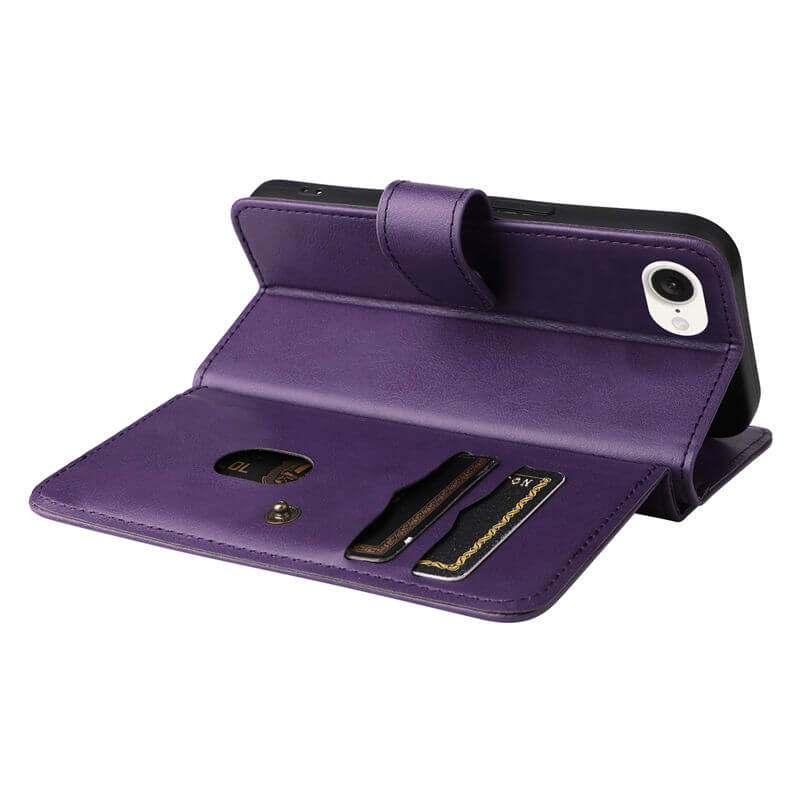 For iPhone 16e Wallet 10 Card Slots Leather Case