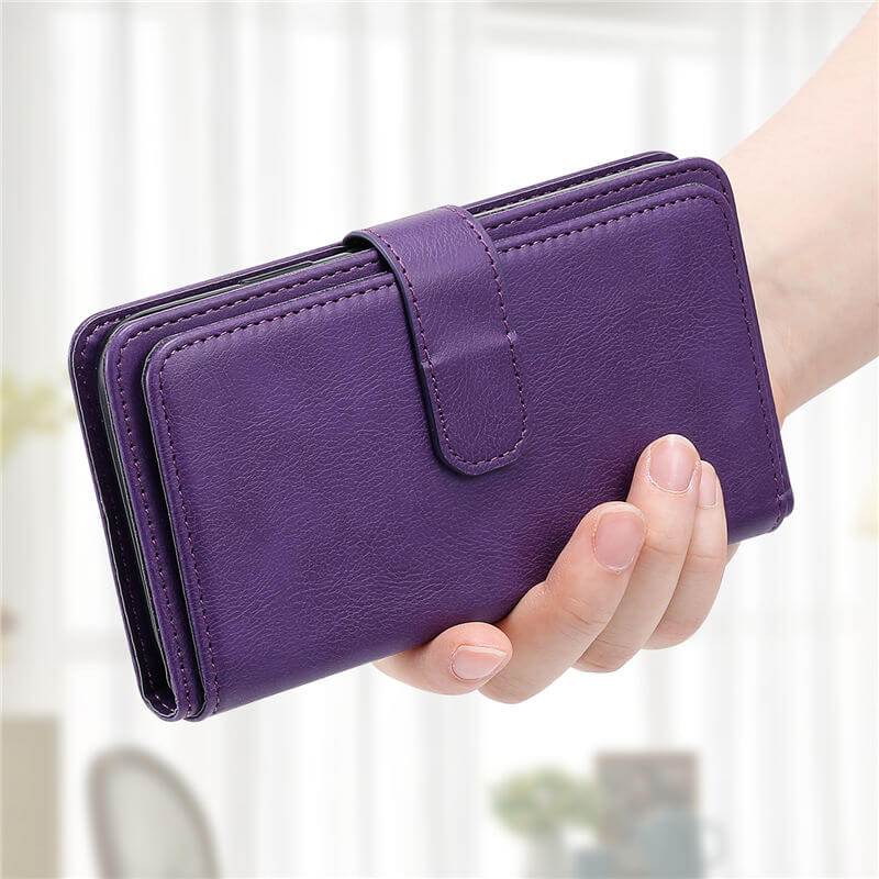 For iPhone 16e Wallet 10 Card Slots Leather Case