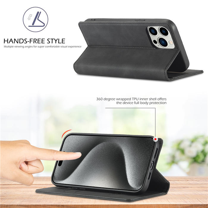 LC.IMEEKE iPhone 15 Pro Max Wallet Magnetic Case